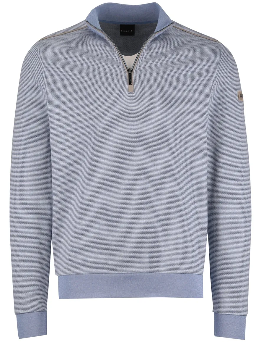 Bugatti half zip trui lichtblauw