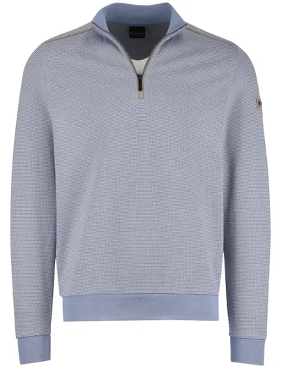 Bugatti Bugatti trui half zip lichtblauw geprint