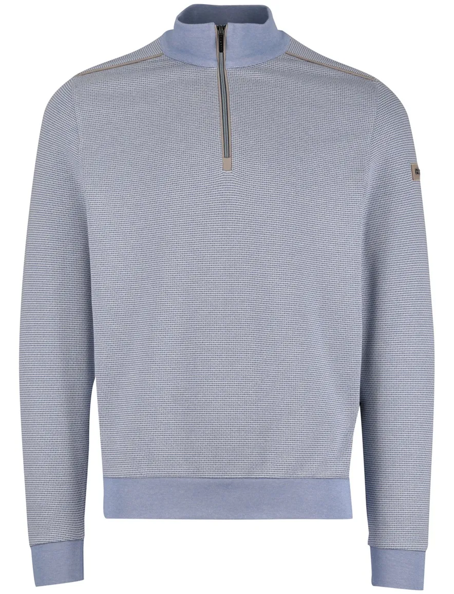 Bugatti half zip trui lichtblauw