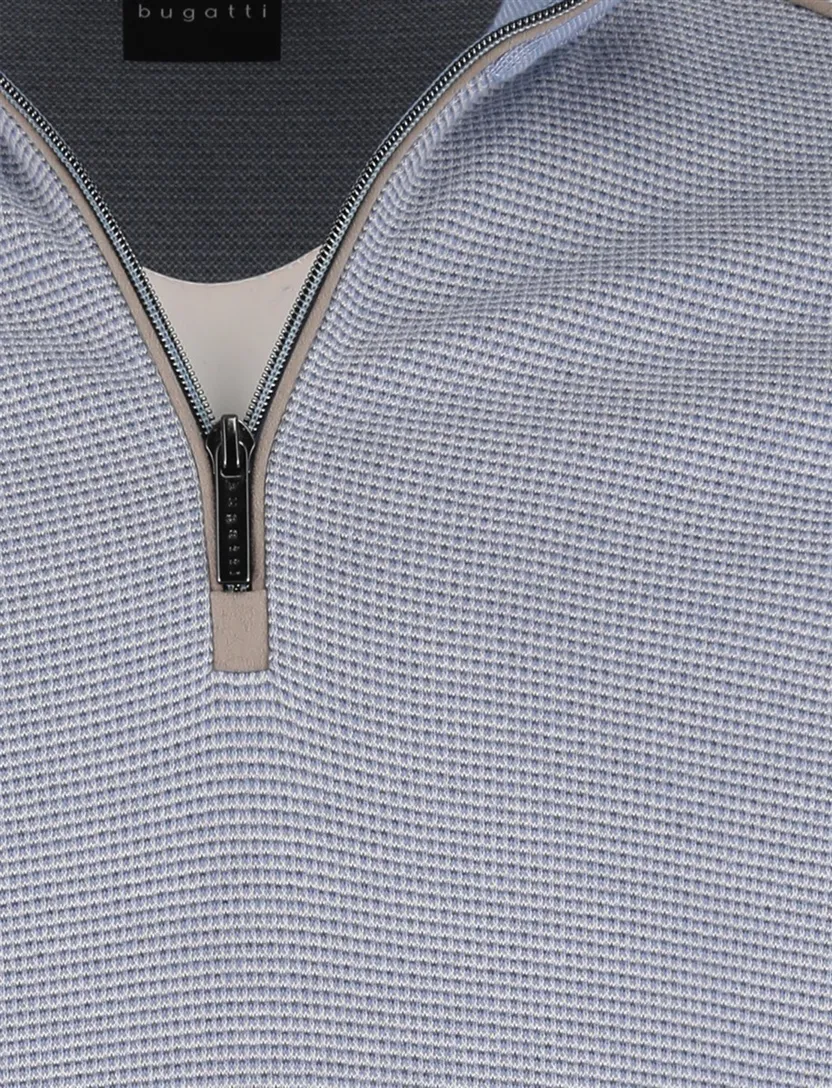 Bugatti trui half zip lila geprint wijde fit katoen