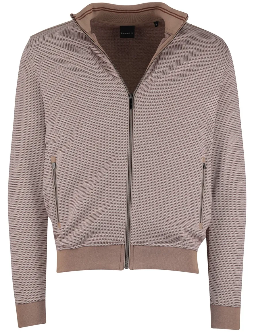 Bugatti vest beige met wit geprint met rits