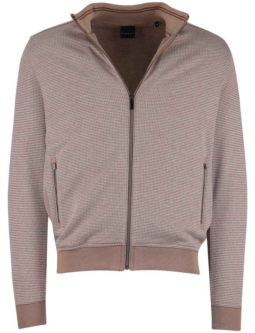 Vest Beige Bugatti rits geprint
