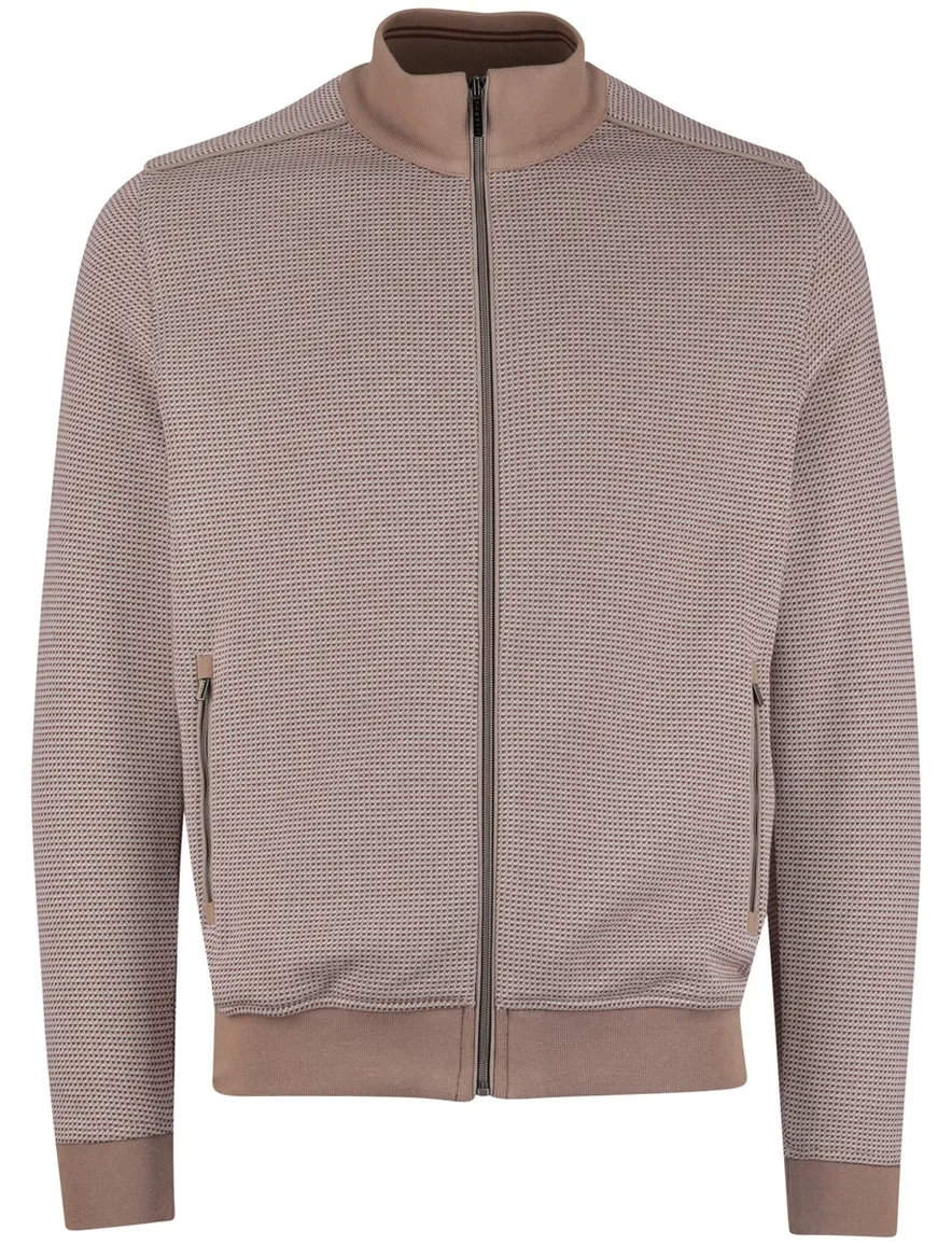 Bugatti vest beige met wit geprint met rits