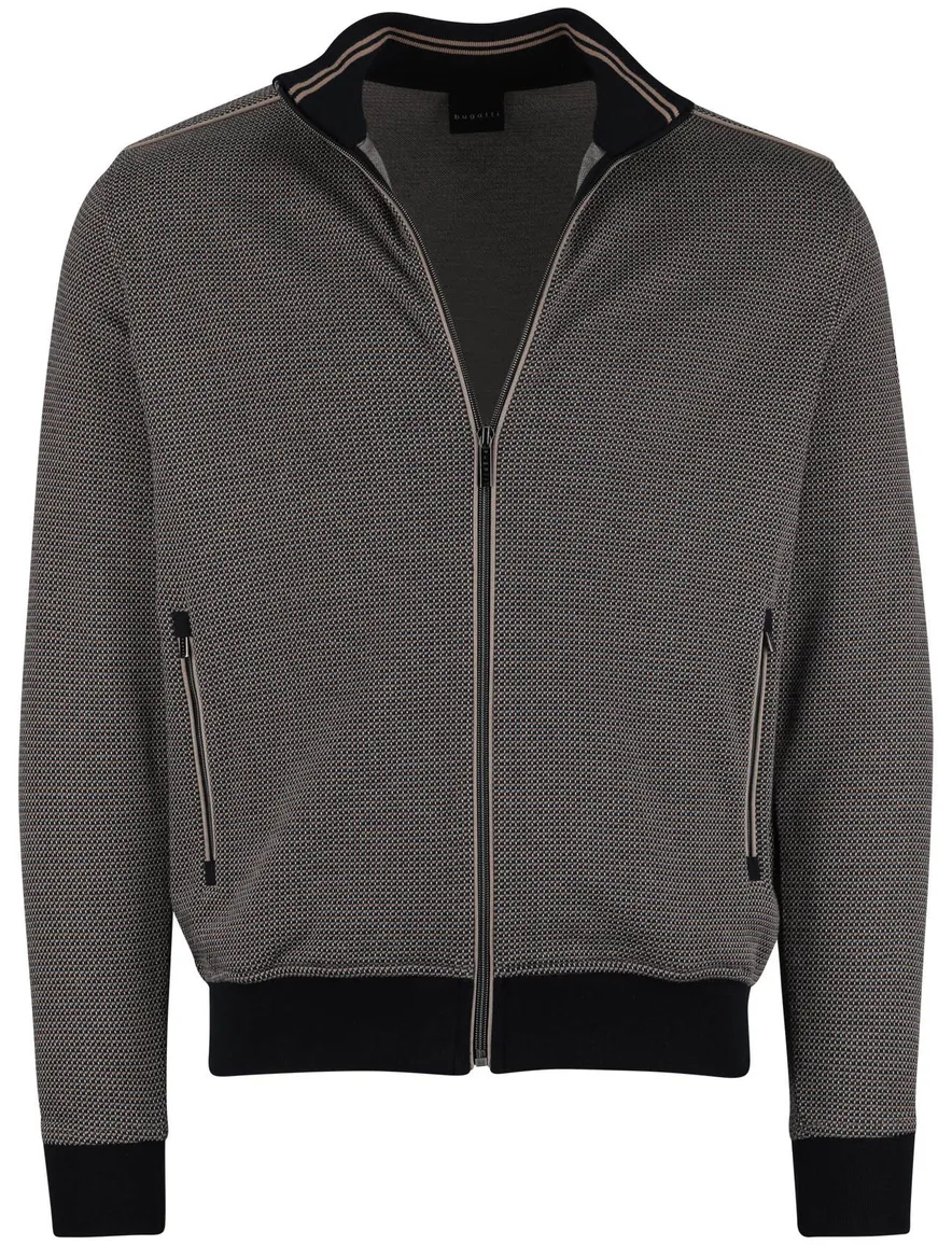 donkerblauw vest Bugatti geprint rits