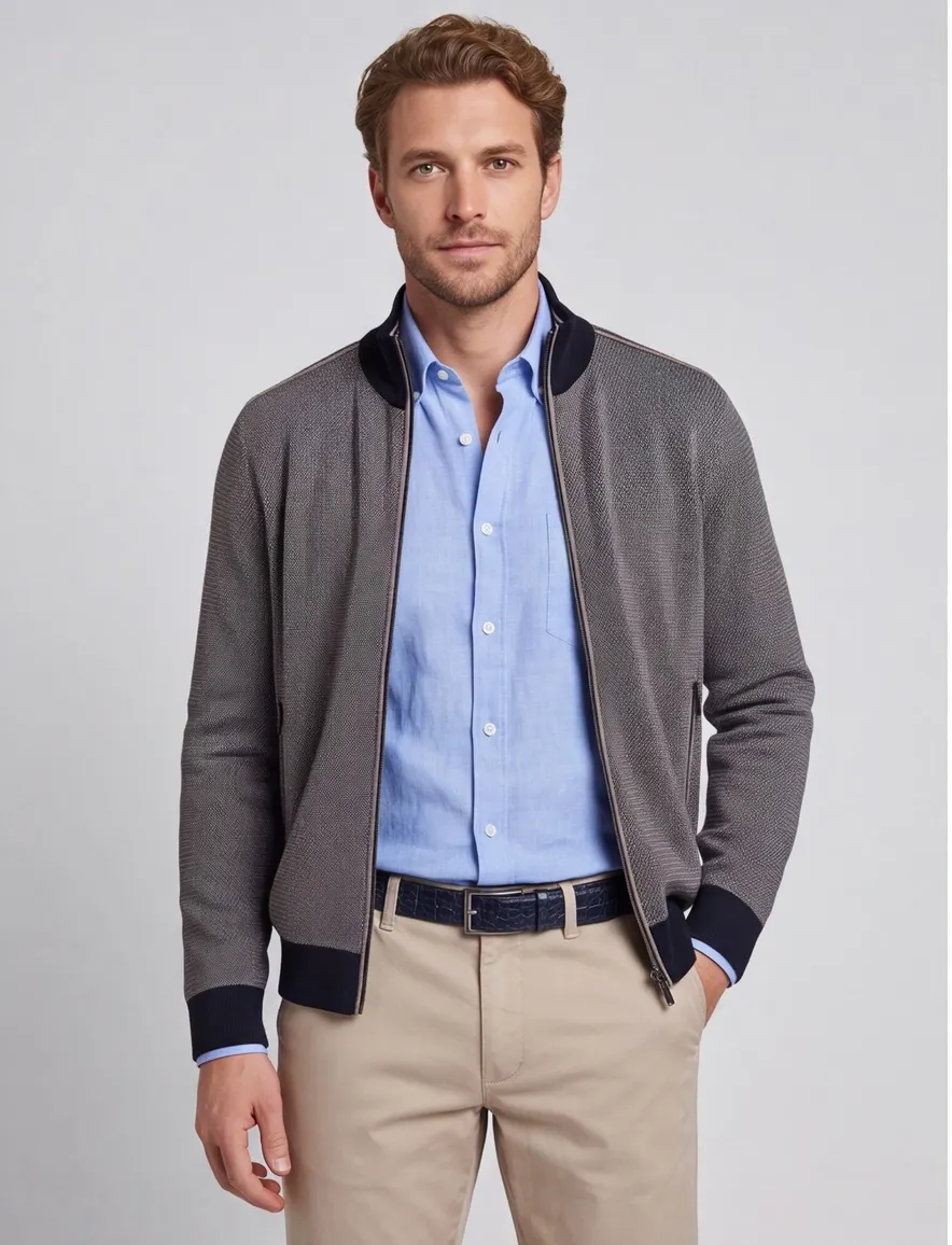 Bugatti vest rits donkerblauw opstaande kraag