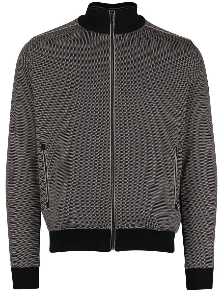donkerblauw vest Bugatti geprint rits