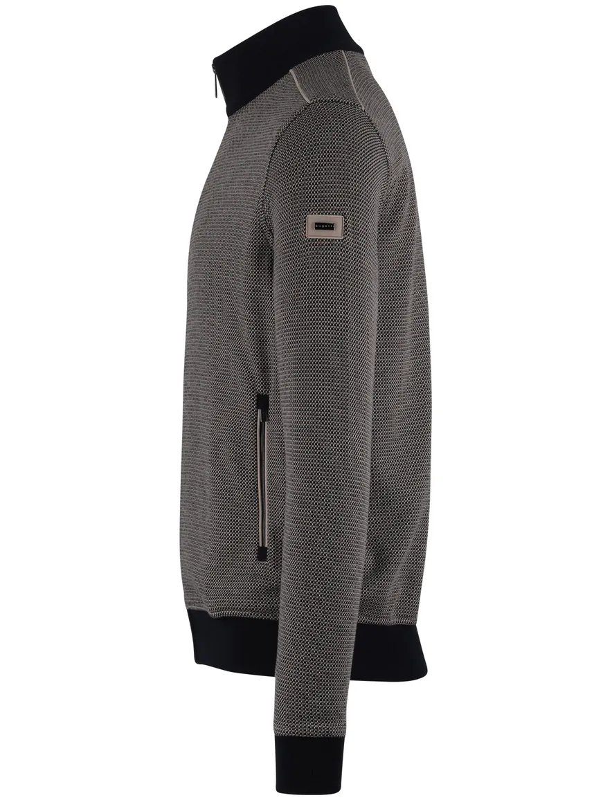 donkerblauw vest Bugatti geprint rits