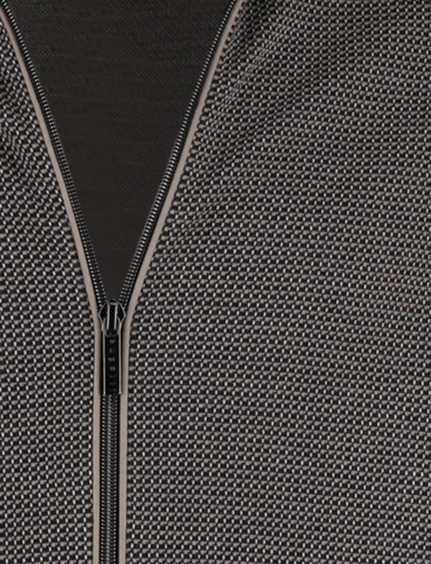 donkerblauw vest Bugatti geprint rits
