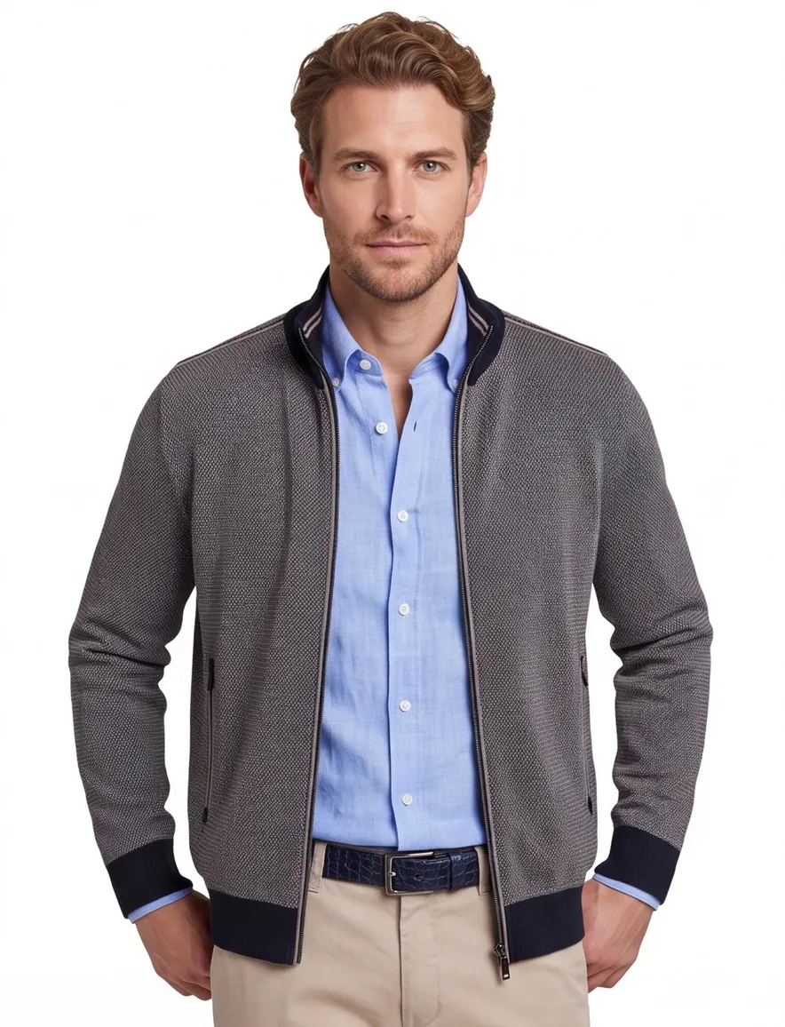 Bugatti vest rits donkerblauw opstaande kraag