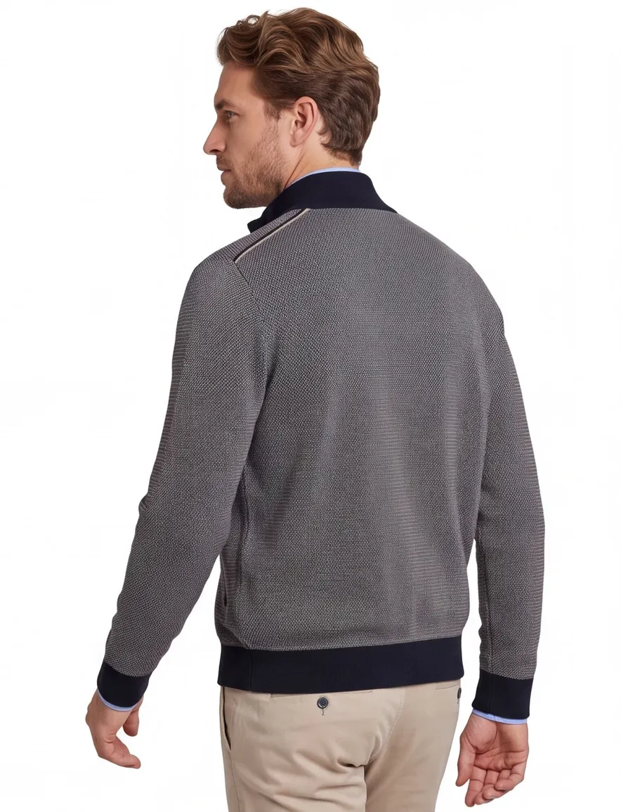 Bugatti vest rits donkerblauw opstaande kraag