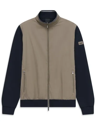 Bugatti Bugatti vest beige met donkerblauwe mouwen