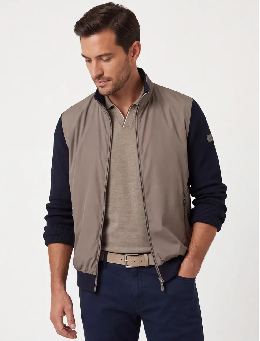 Bugatti outdoor vest beige en navy