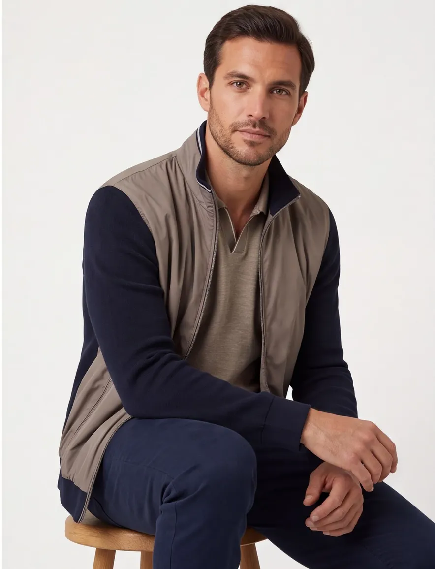 Bugatti outdoor vest beige en navy