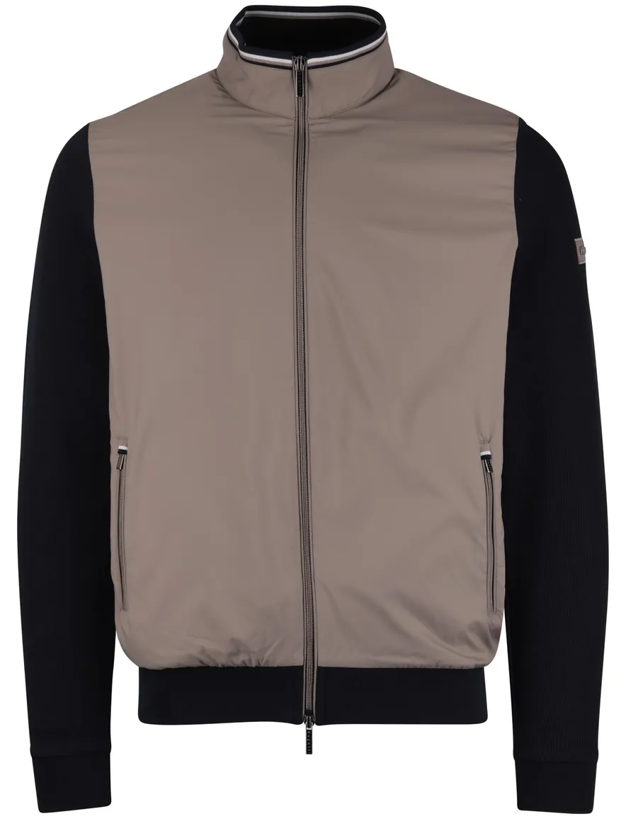 Bugatti vest beige met donkerblauwe mouwen