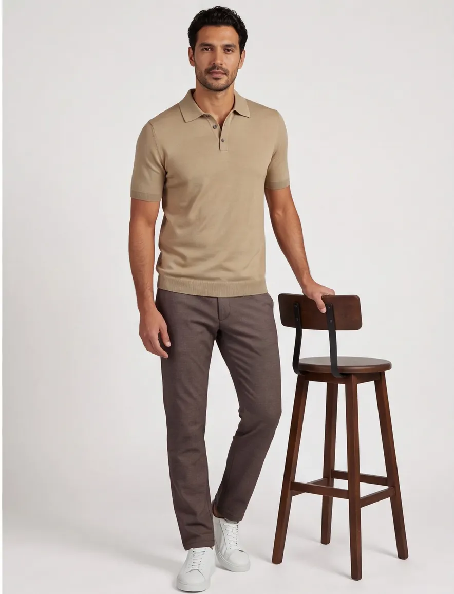 Poloshirt Bugatti beige katoen