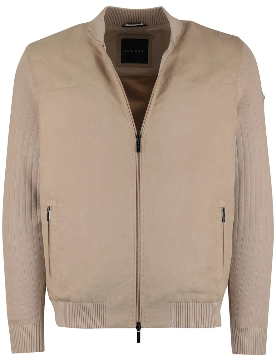 Bugatti vest katoen beige wijde fit