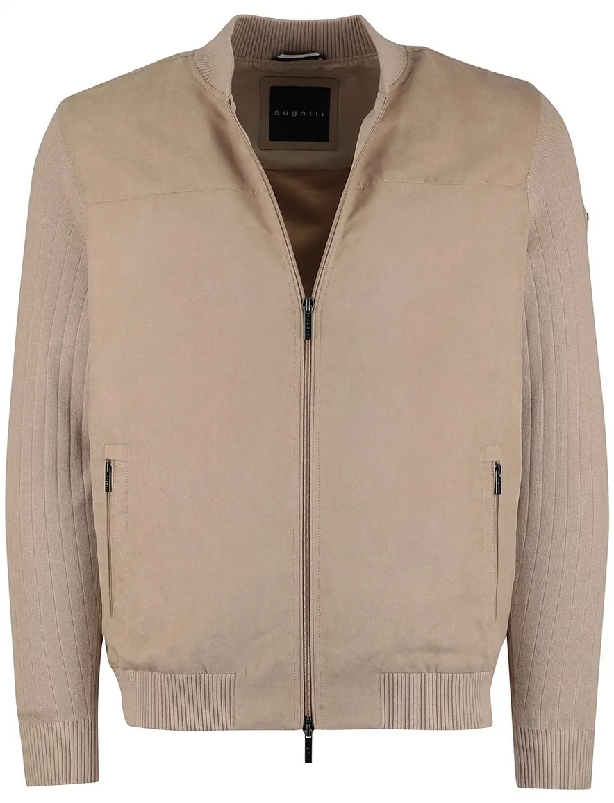 Bugatti vest katoen beige wijde fit
