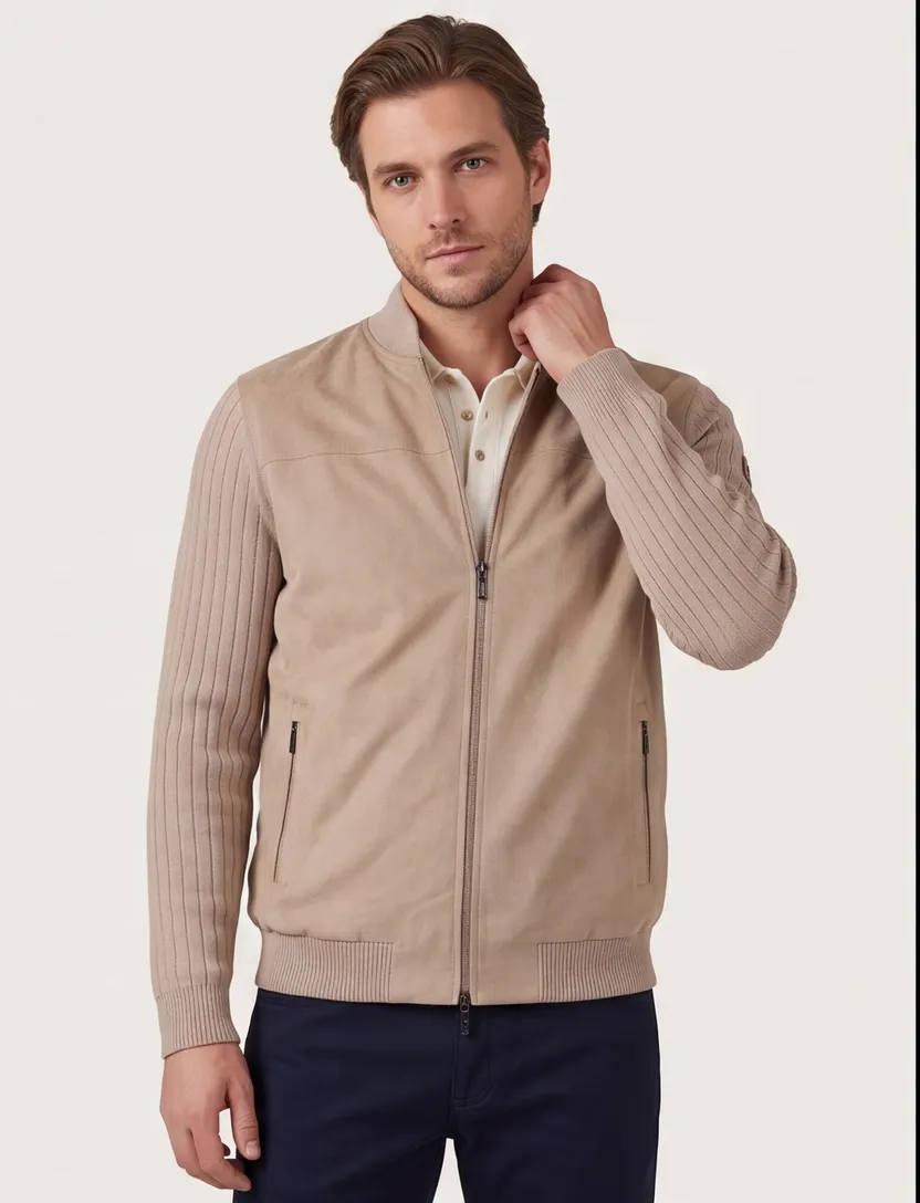 Bugatti vest wijde fit beige katoen