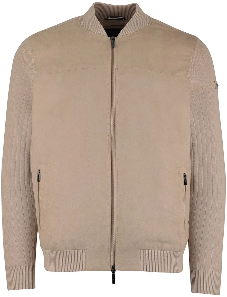 Bugatti vest katoen beige wijde fit