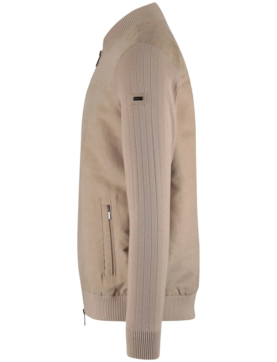 Bugatti vest katoen beige wijde fit