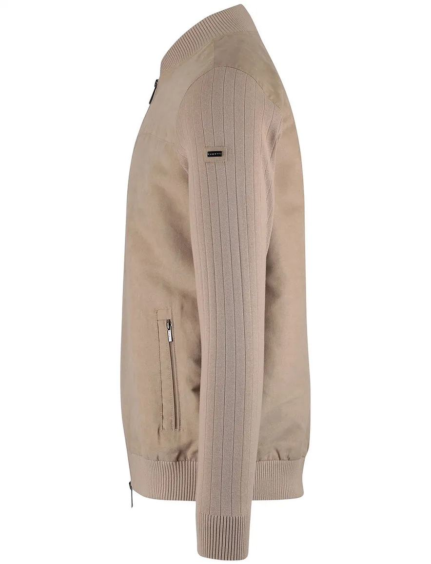 Bugatti vest katoen beige wijde fit