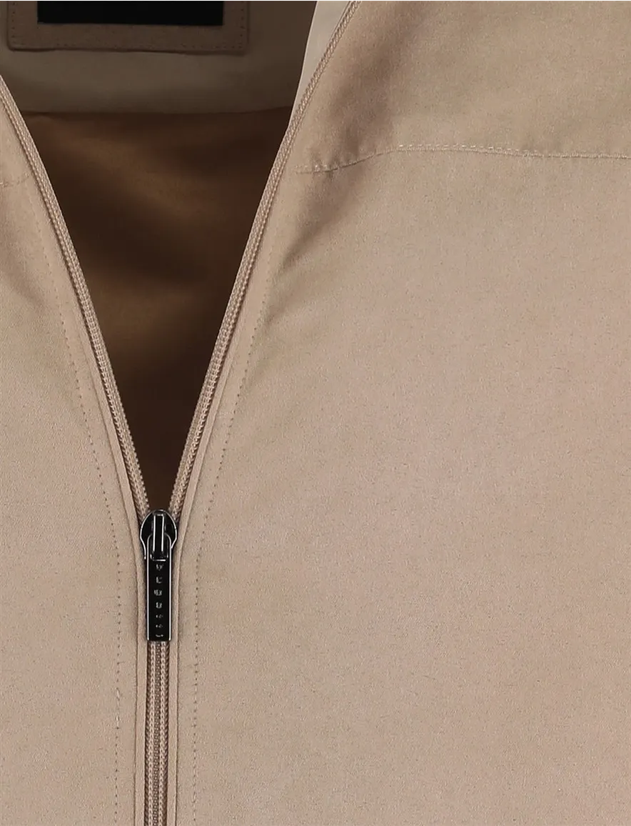 Bugatti vest katoen beige wijde fit