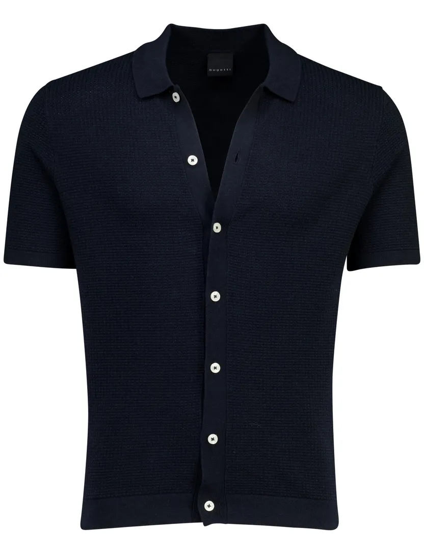 Polo korte mouw Bugatti donkerblauw gebreid