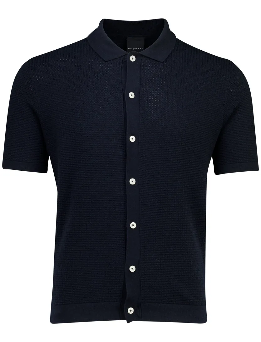 Polo korte mouw Bugatti donkerblauw gebreid