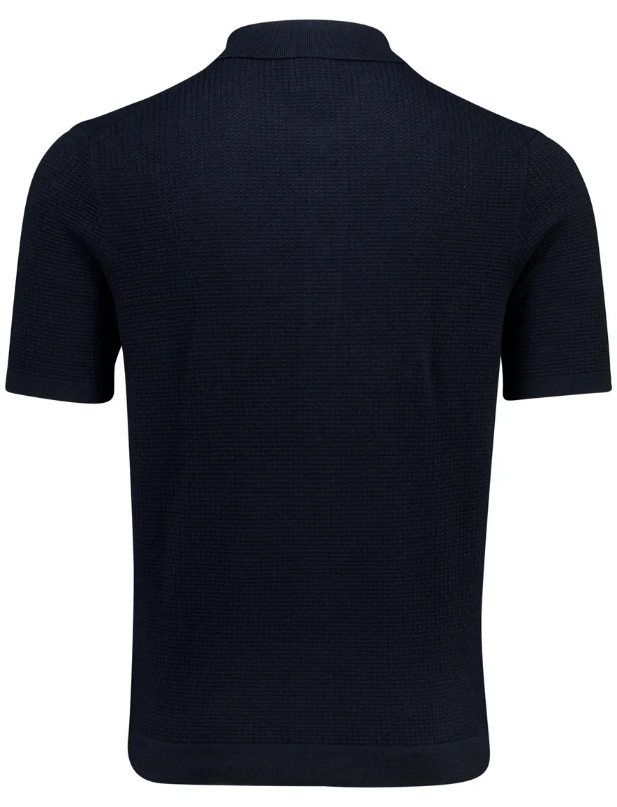 Bugatti poloshirt gebreid knopen donkerblauw