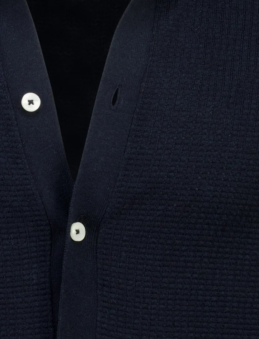 Polo korte mouw Bugatti donkerblauw gebreid