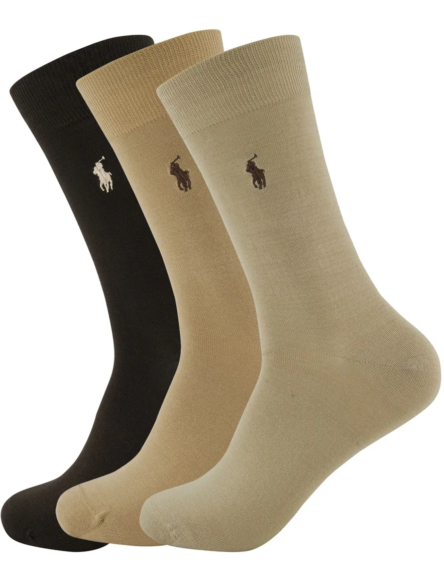 Polo Ralph Lauren Sokken bruin en beige 3 pack