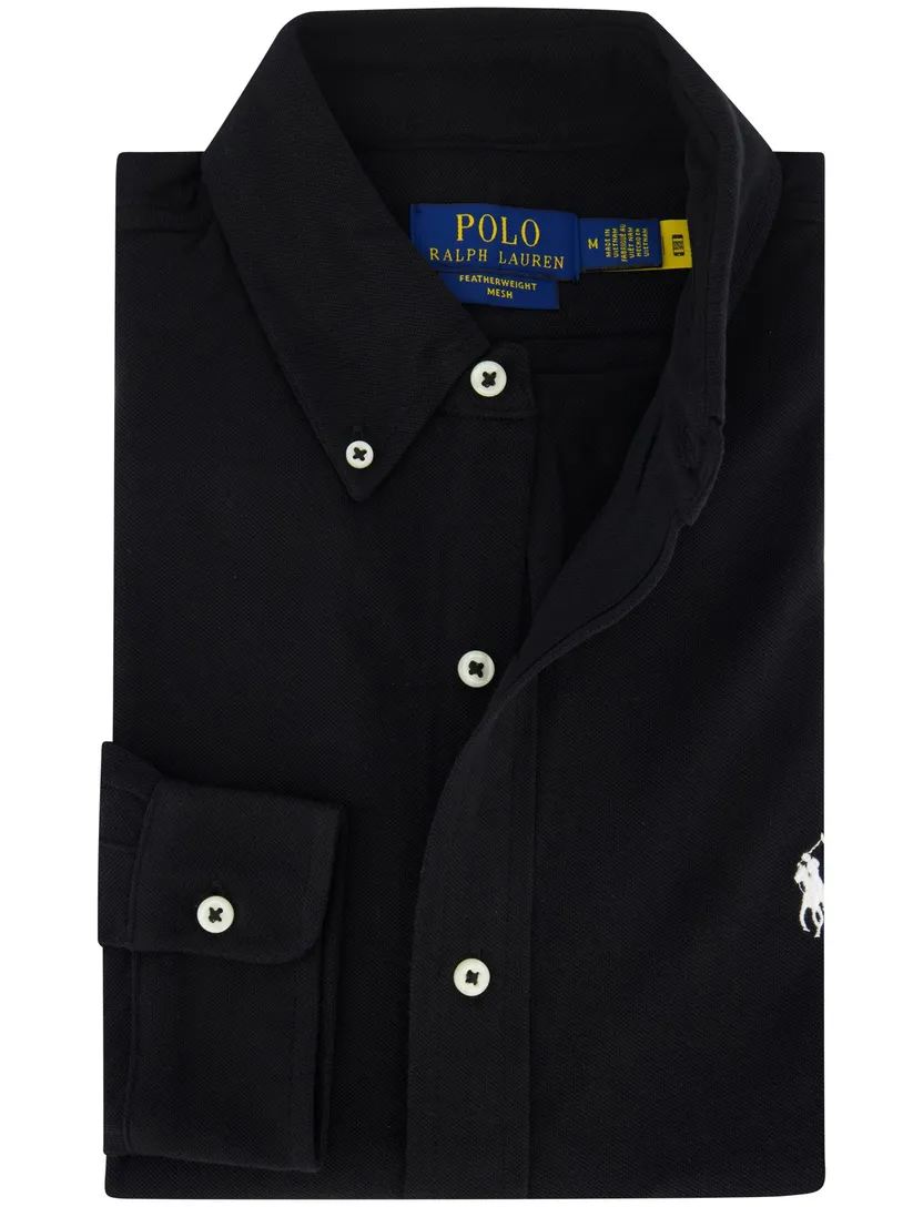overhemd zwart Polo Ralph Lauren normale fit button down boord