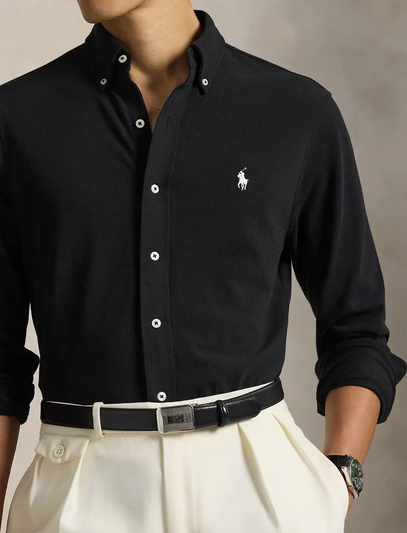 overhemd zwart Polo Ralph Lauren normale fit button down boord
