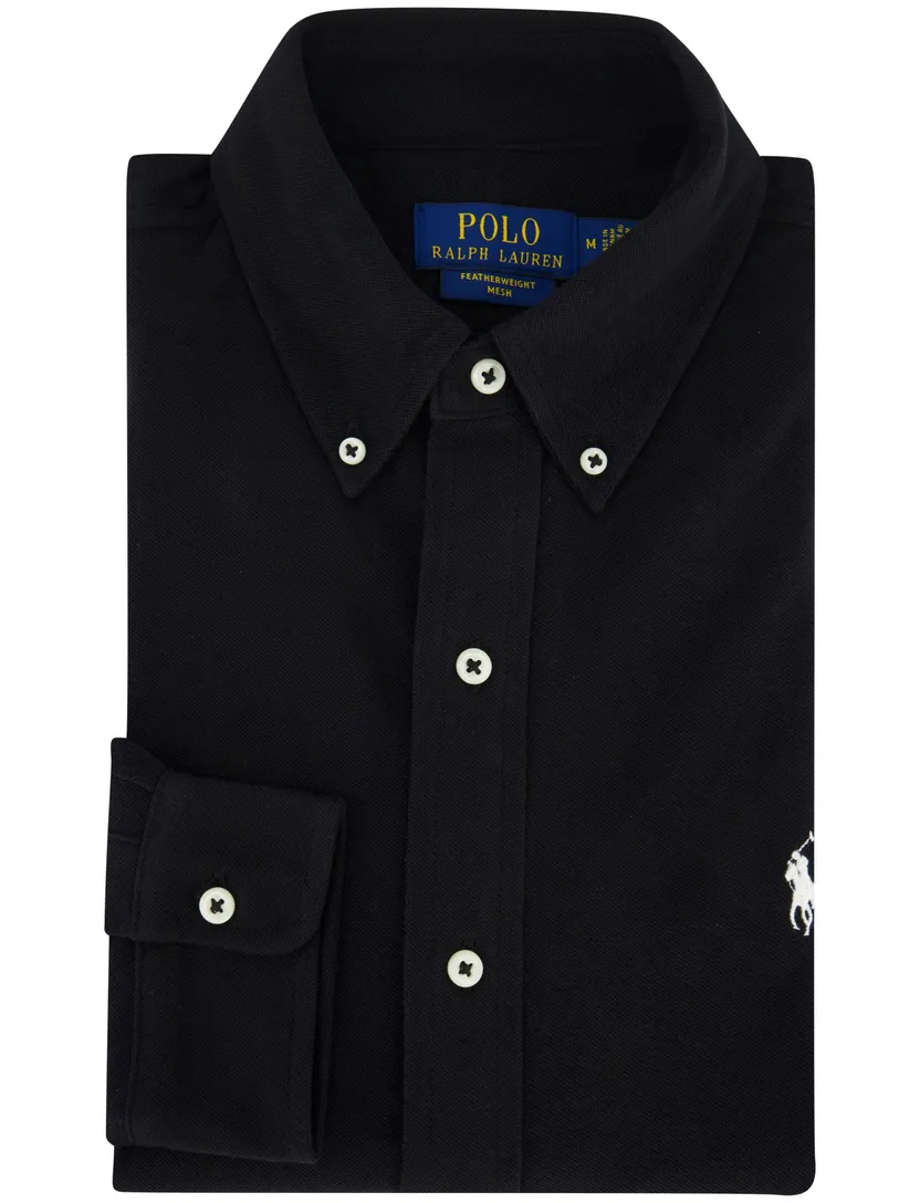 overhemd zwart Polo Ralph Lauren normale fit button down boord