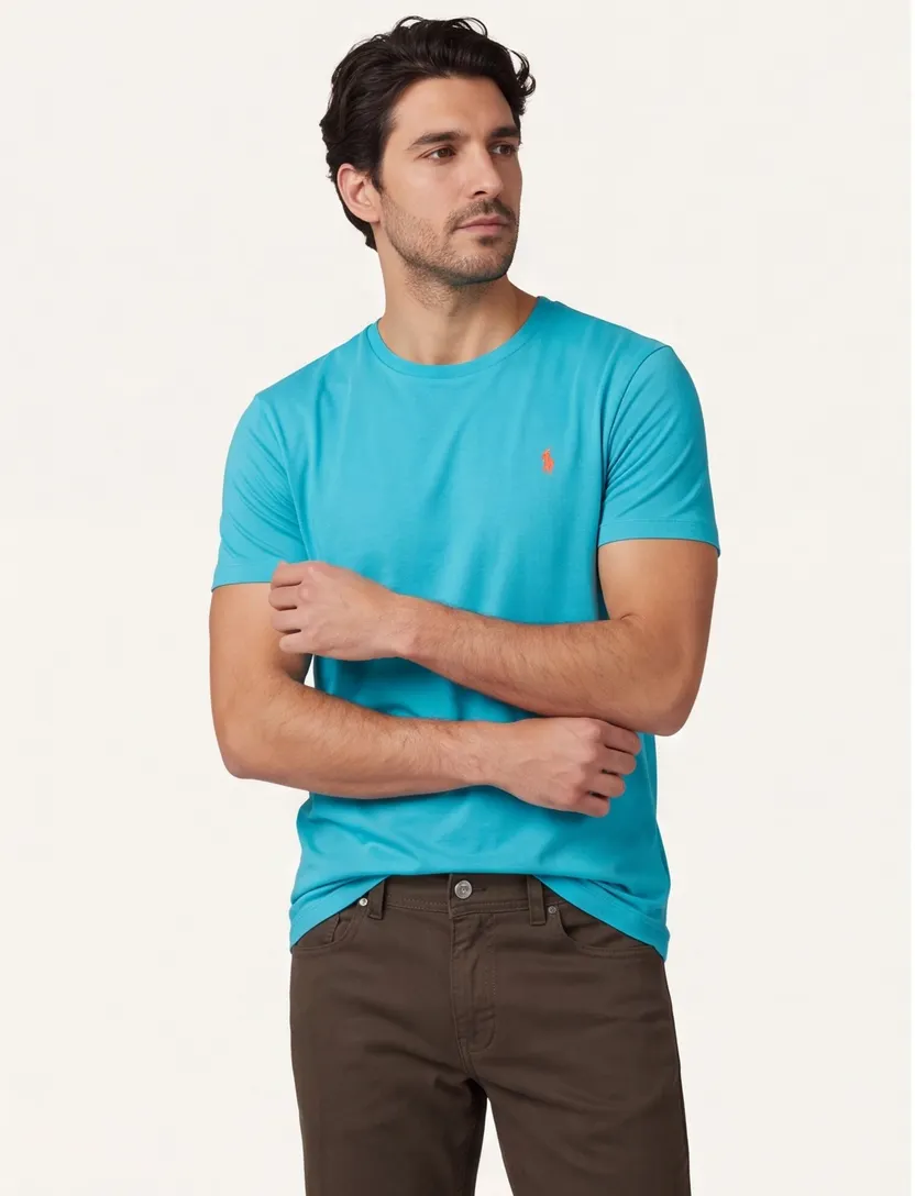 Blauw Polo Ralph Lauren Custom Slim Fit shirt