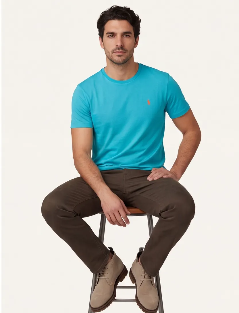 Blauw Polo Ralph Lauren Custom Slim Fit shirt