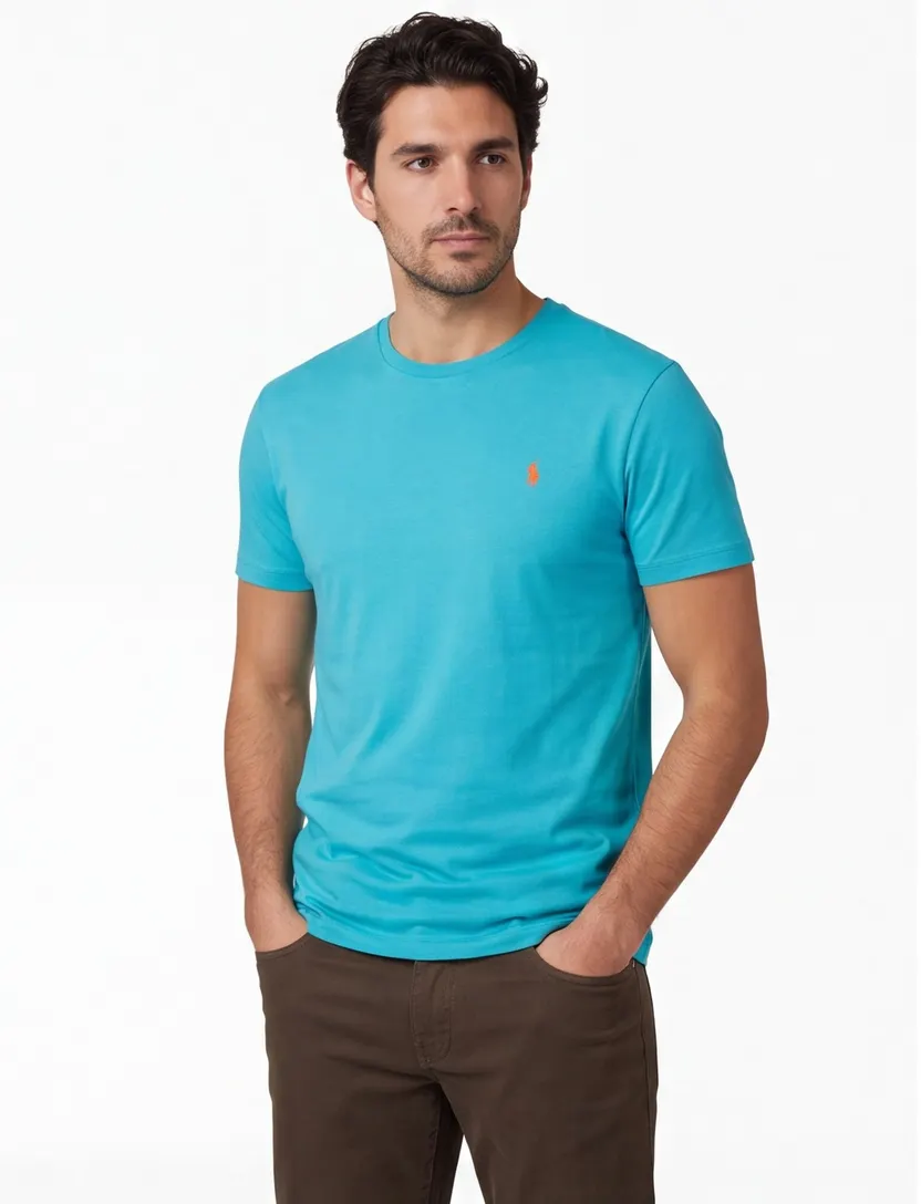 Blauw Polo Ralph Lauren Custom Slim Fit shirt