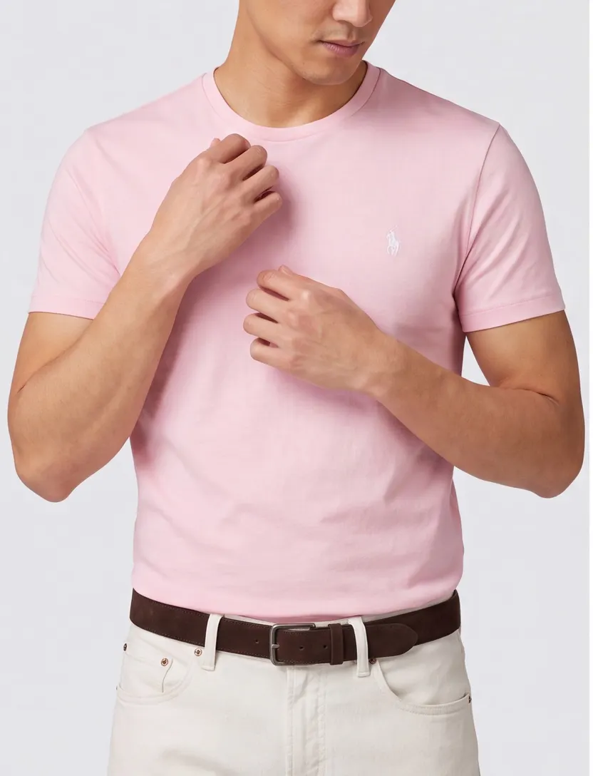 Custom Slim Fit roze Polo Ralph Lauren t-shirt