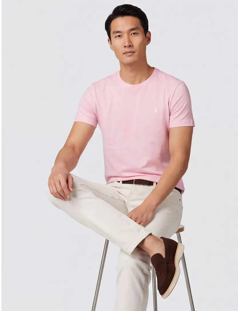 Custom Slim Fit roze Polo Ralph Lauren t-shirt
