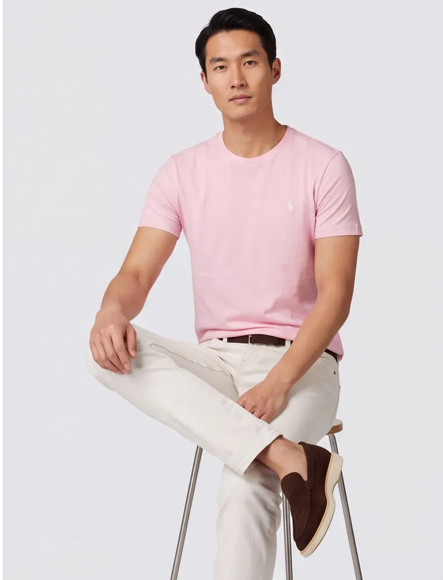T-shirt roze Polo Ralph Lauren Custom Slim Fit