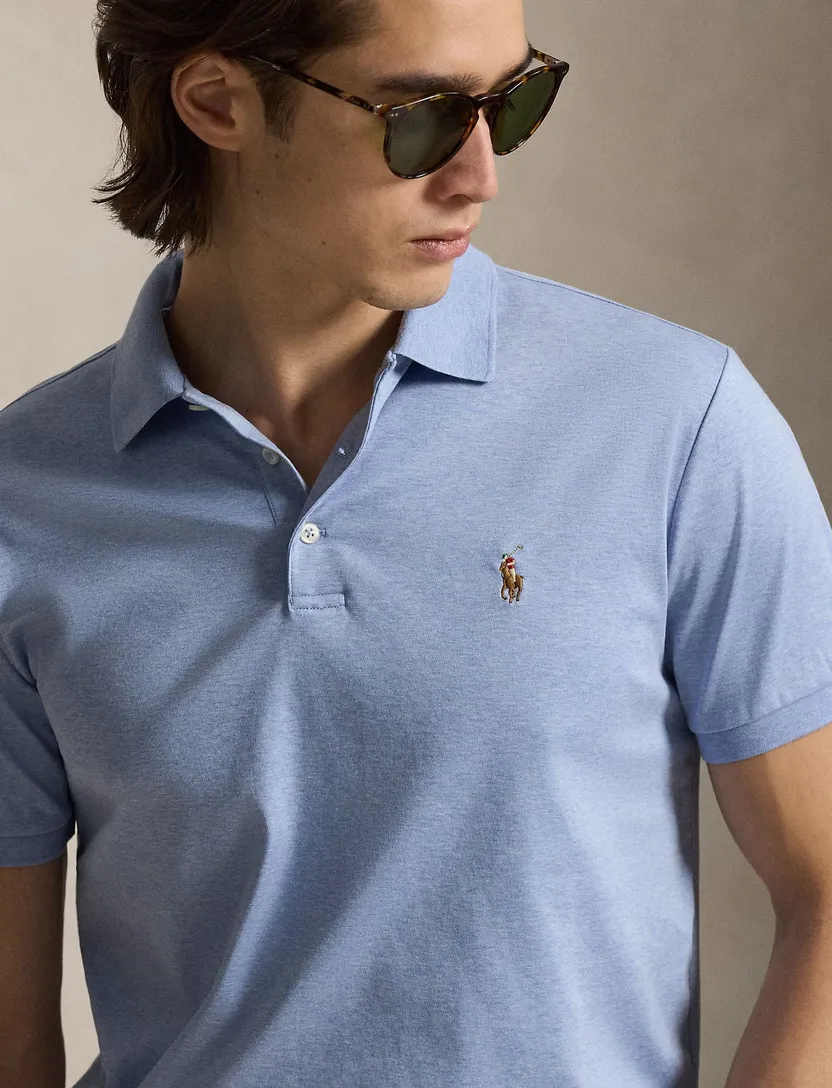 Polo lichtblauw gemeleerd Polo ralph lauren normale fit