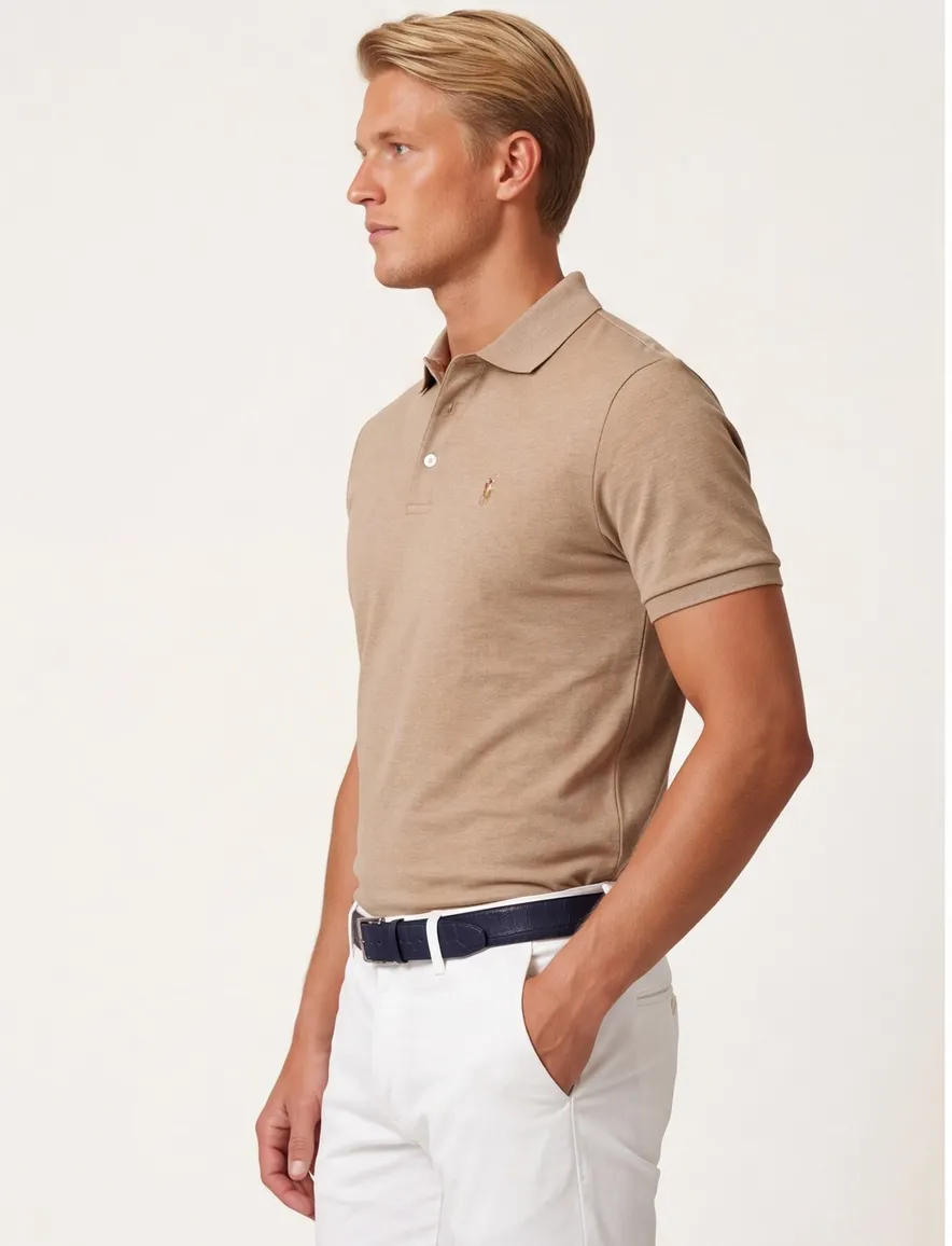 Polo ralph lauren polo bruin custom slim fit