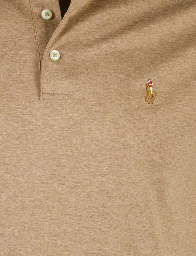 Polo bruin gemeleerd custom slim fit polo ralph lauren