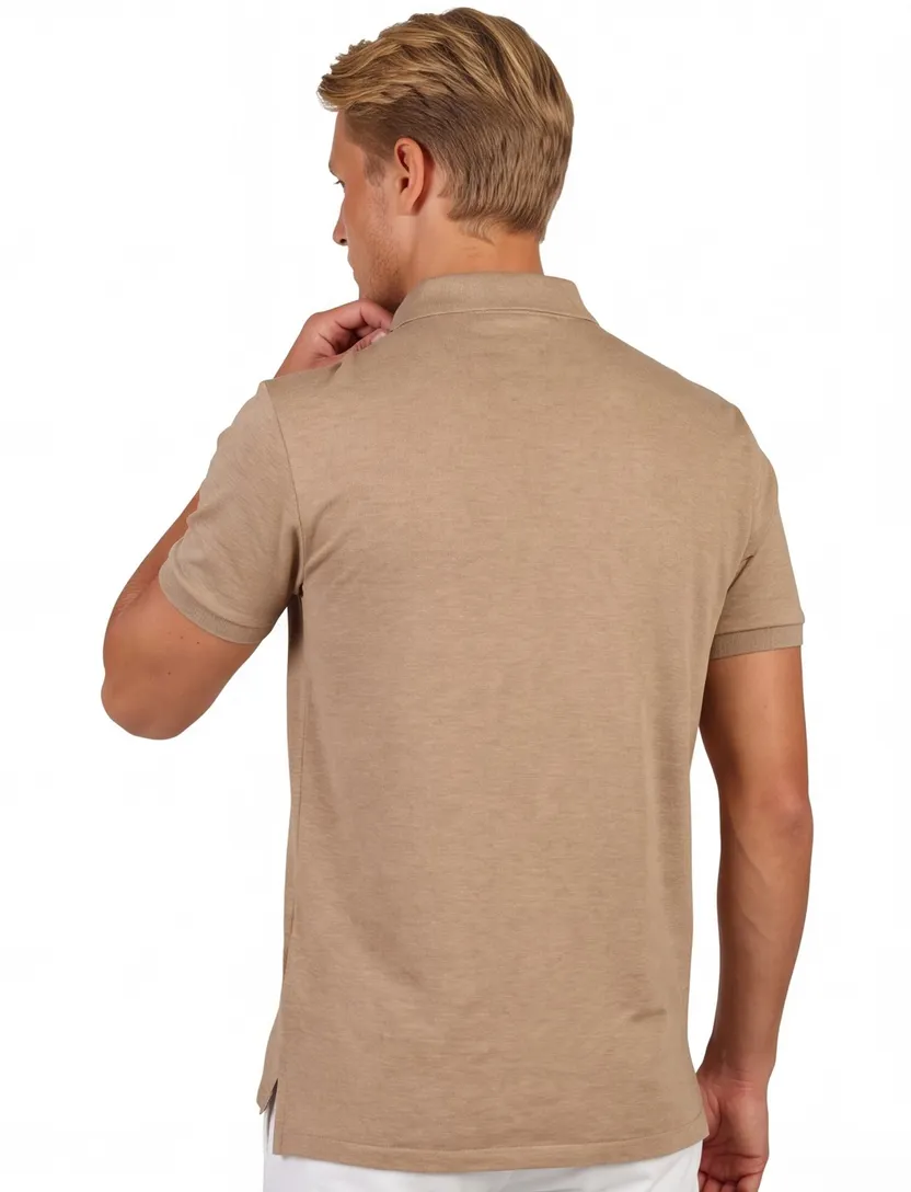 Polo bruin gemeleerd custom slim fit polo ralph lauren