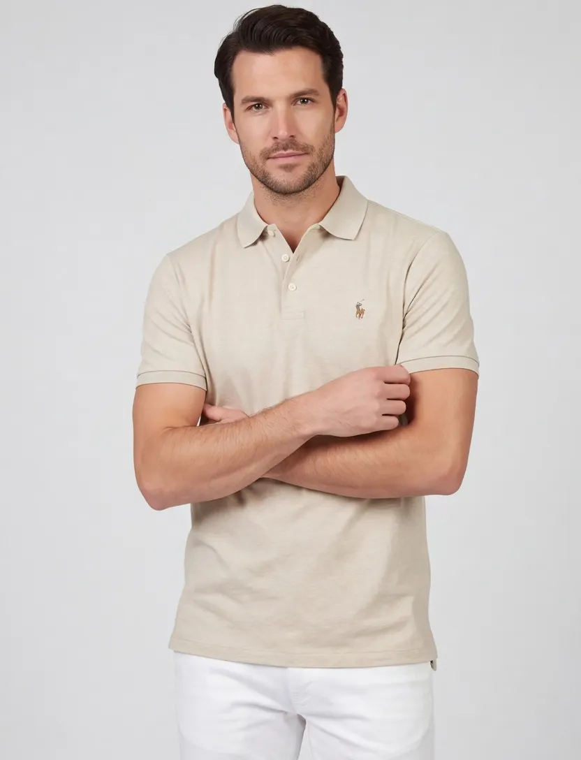 Polo beige 3 knoops custom slim fit polo ralph lauren