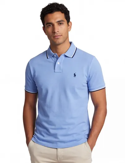Polo Ralph Lauren Polo lichtblauw met 2 knopen Polo ralph lauren