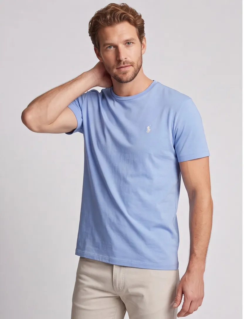 T-shirt Polo Ralph Lauren blauw ronde hals wijde fit korte mouw