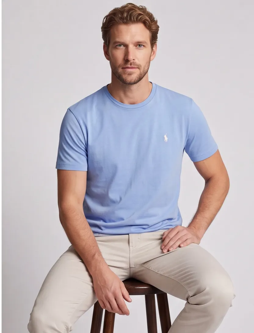 T-shirt Polo Ralph Lauren blauw ronde hals wijde fit korte mouw