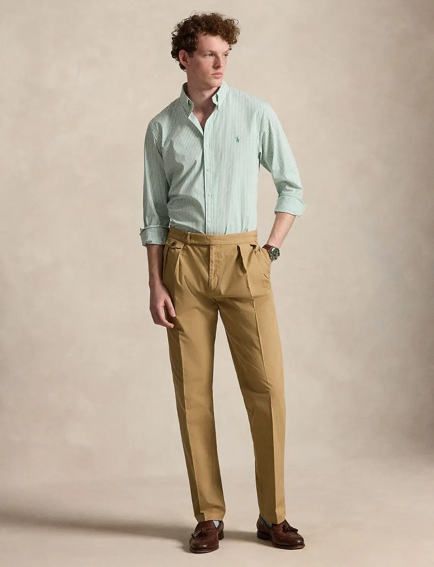 Polo Ralph Lauren Custom Fit overhemd groen stretch