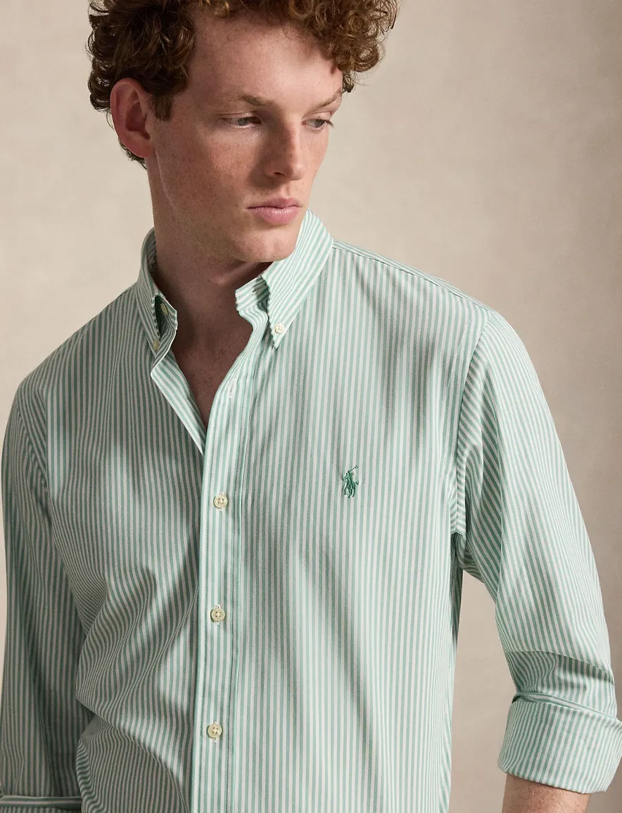 Turquoise wit gestreept overhemd Polo Ralph Lauren Custom Fit